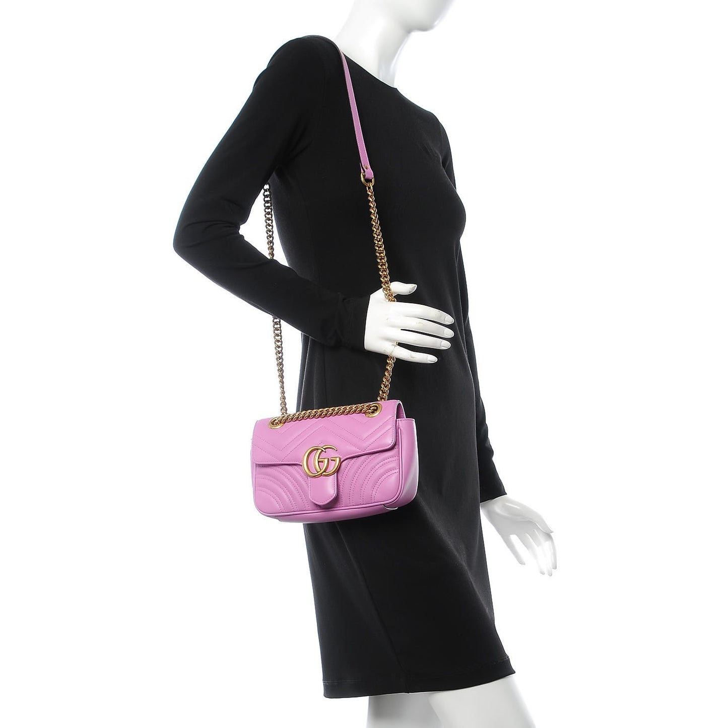 Calfskin Matelasse Mini GG Marmont Shoulder Bag Candy Mousse