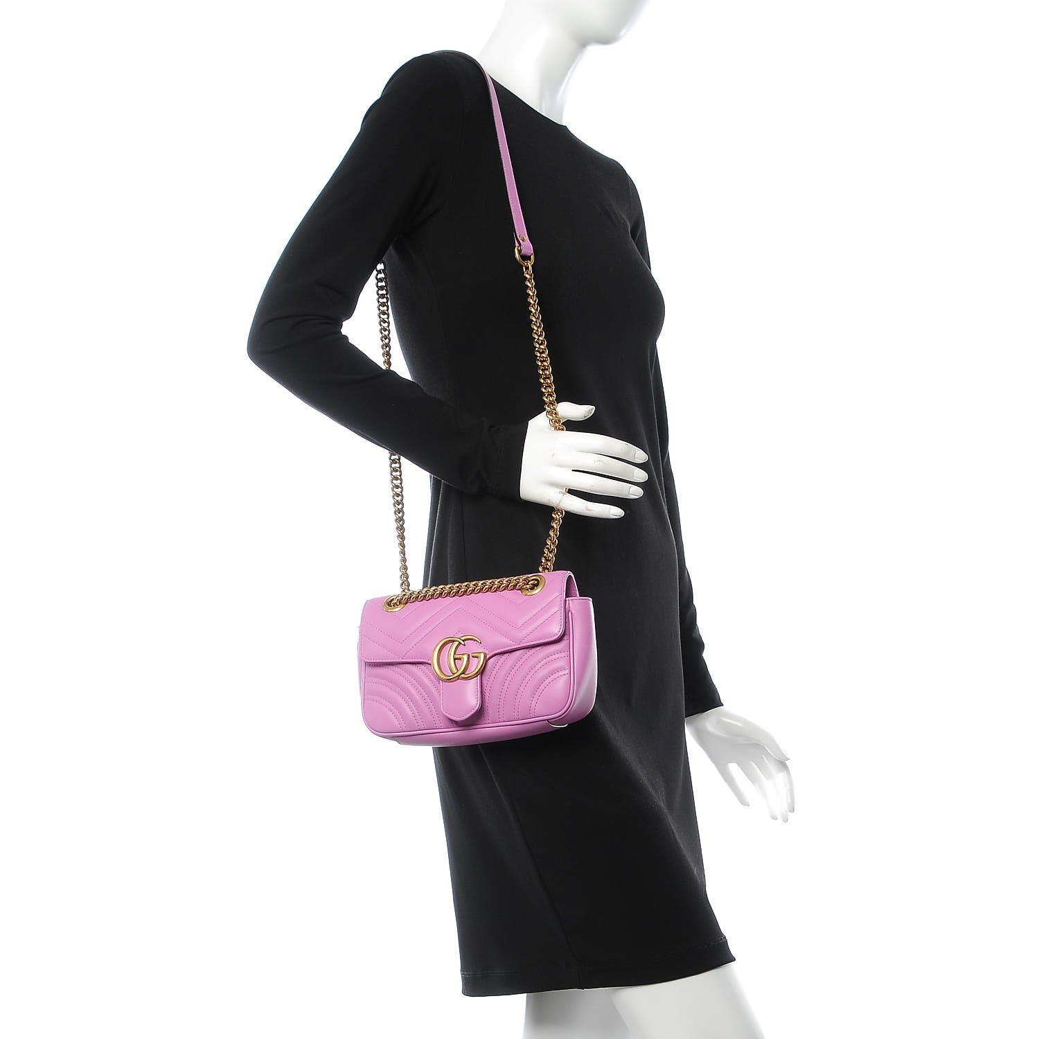 Gucci Calfskin Matelasse Mini GG Marmont Shoulder Bag Candy Mousse 2 of 7