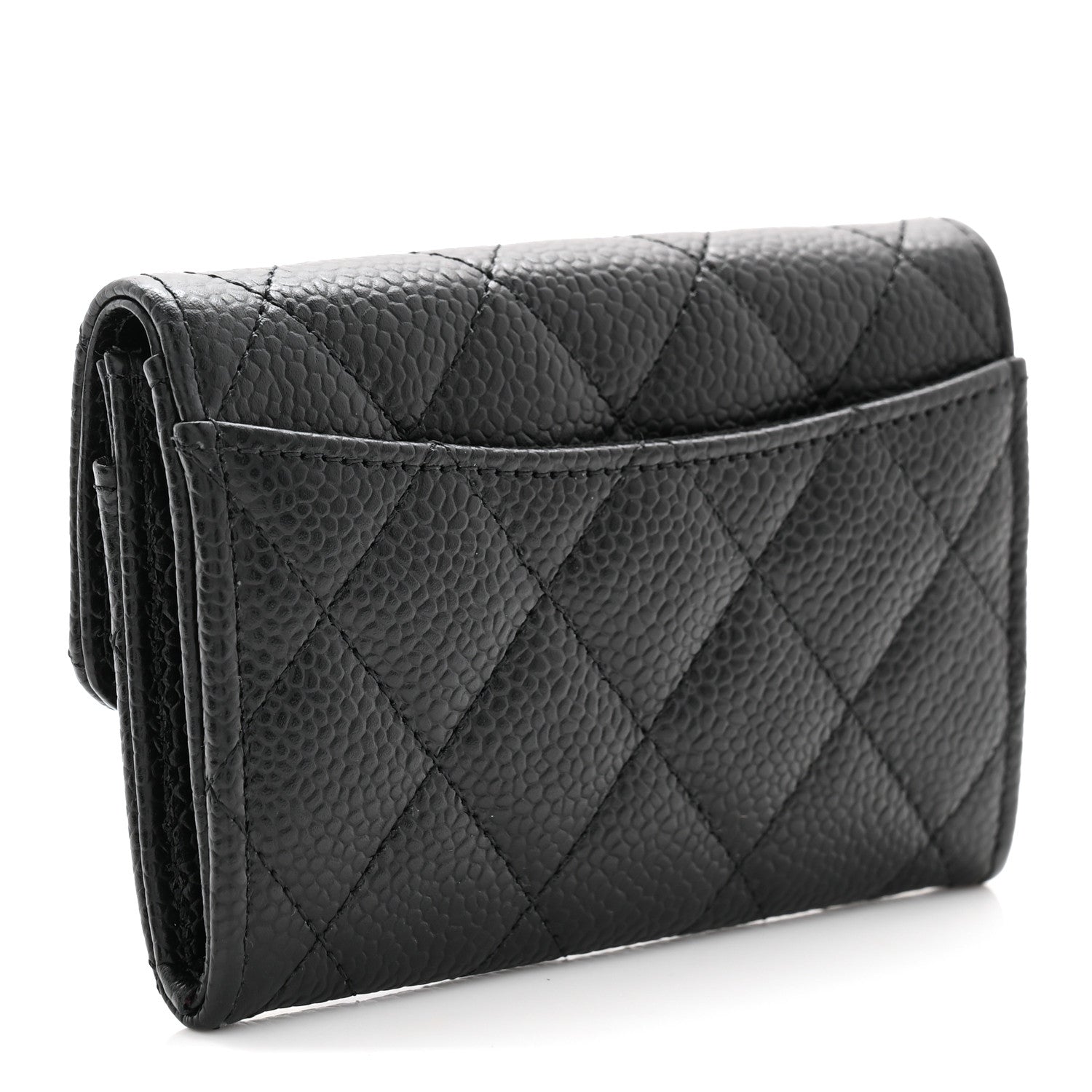 Chanel Caviar Quilted Flap Card Holder Wallet Black 3 of 8