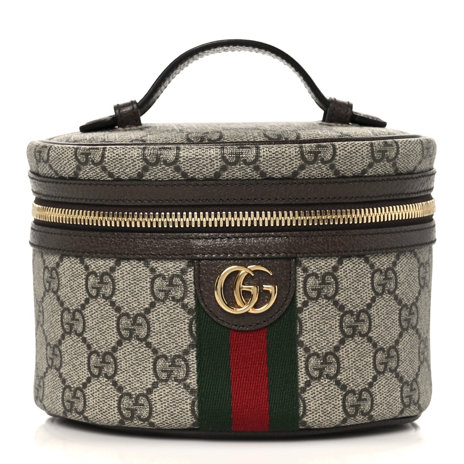 Gucci GG Supreme Monogram Textured Calfskin Web Ophidia Vanity Cosmetic Case Beige Ebony New Acero 1 of 11