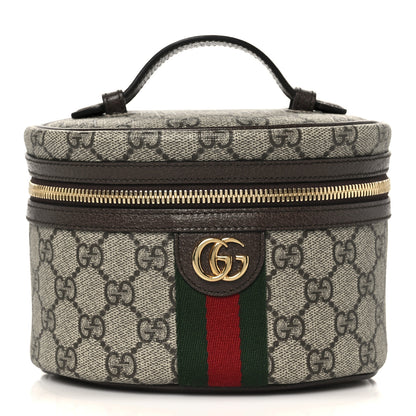 Gucci GG Supreme Monogram Textured Calfskin Web Ophidia Vanity Cosmetic Case Beige Ebony New Acero 1 of 11