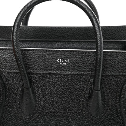 Celine Drummed Calfskin Nano Luggage Black 7 of 9