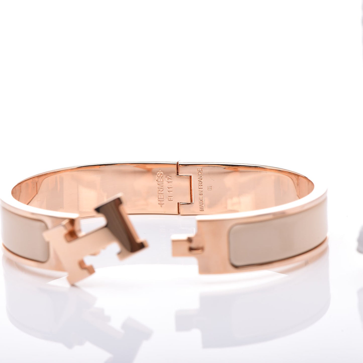 Narrow Enamel Clic Clac H Bracelet PM Beige Nacre