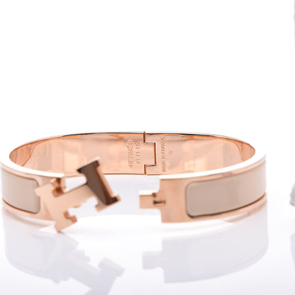Hermes Narrow Enamel Clic Clac H Bracelet PM Beige Nacre 5 of 5