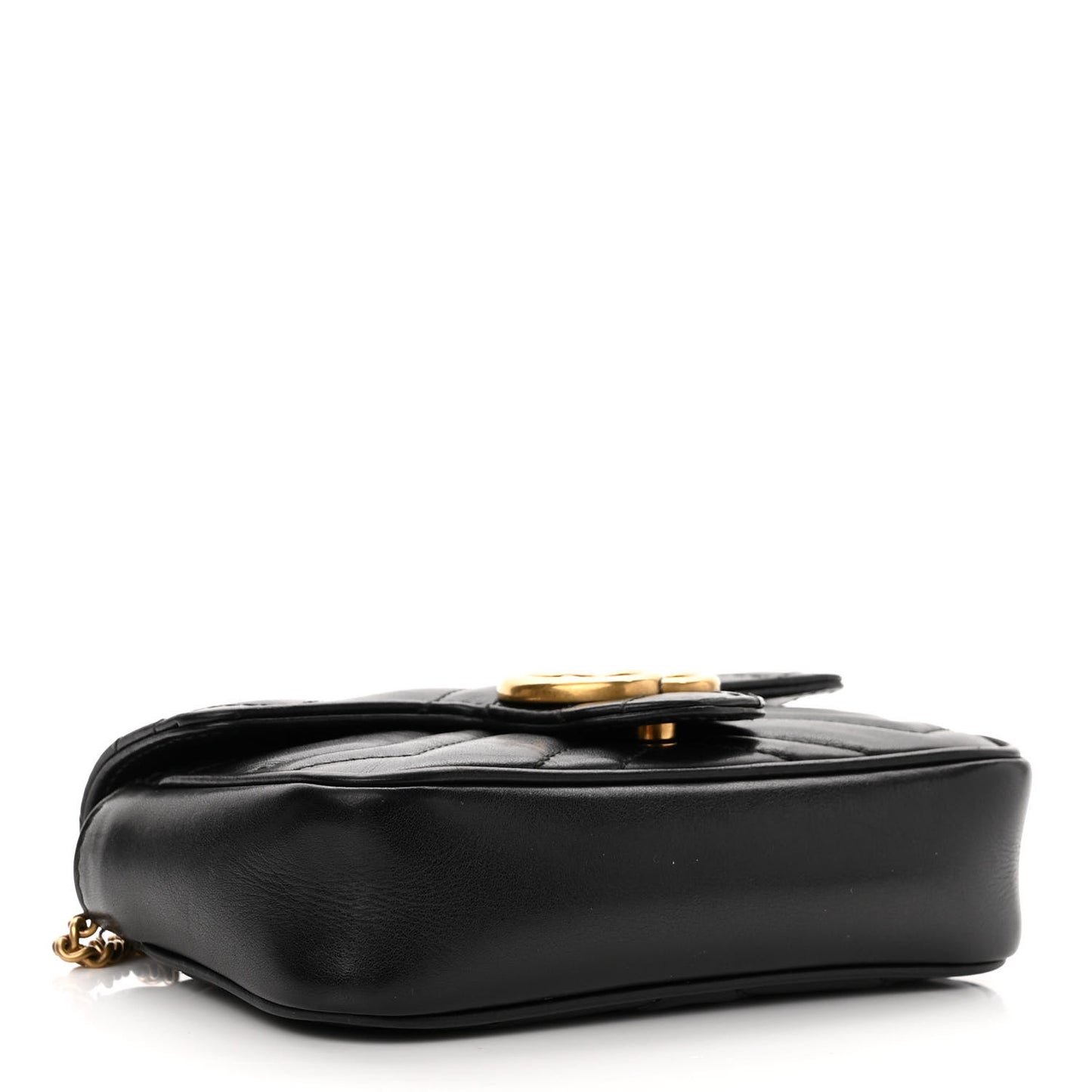 Calfskin Matelasse Super Mini GG Marmont Shoulder Bag Black