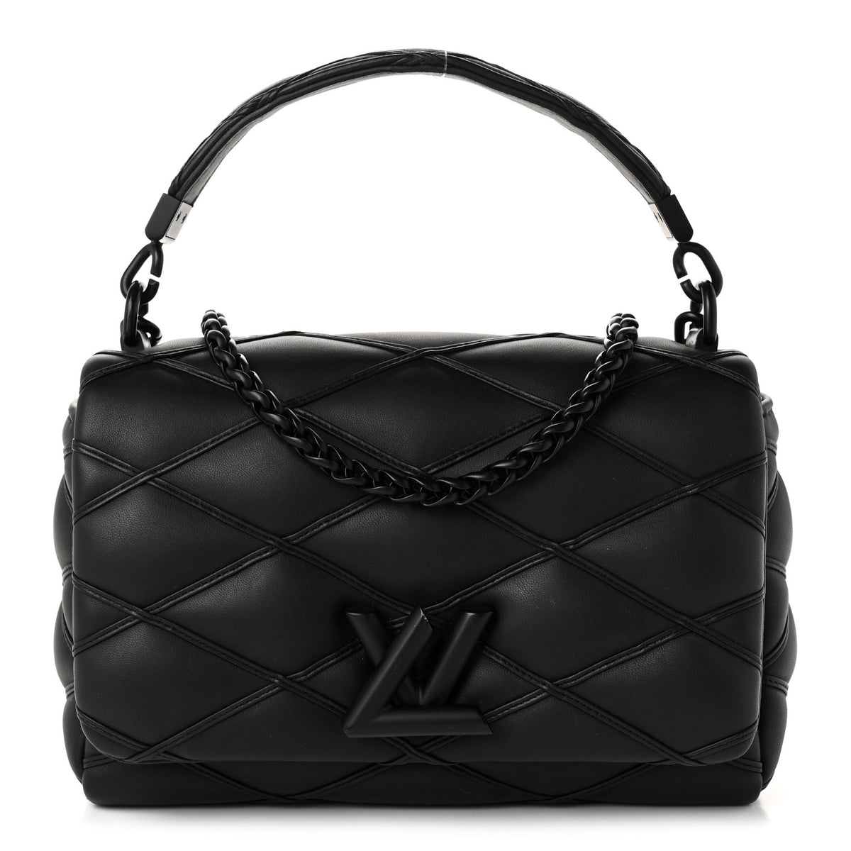 Louis Vuitton Lambskin Malletage Monochrome Top Handle GO-14 MM Black 1 of 10