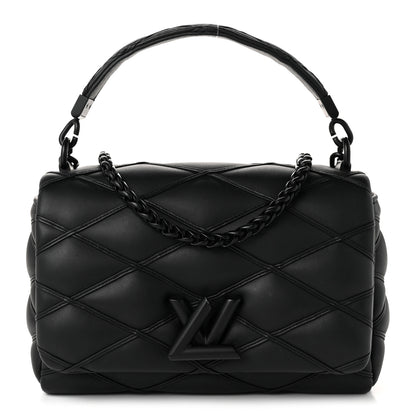 Louis Vuitton Lambskin Malletage Monochrome Top Handle GO-14 MM Black 1 of 10