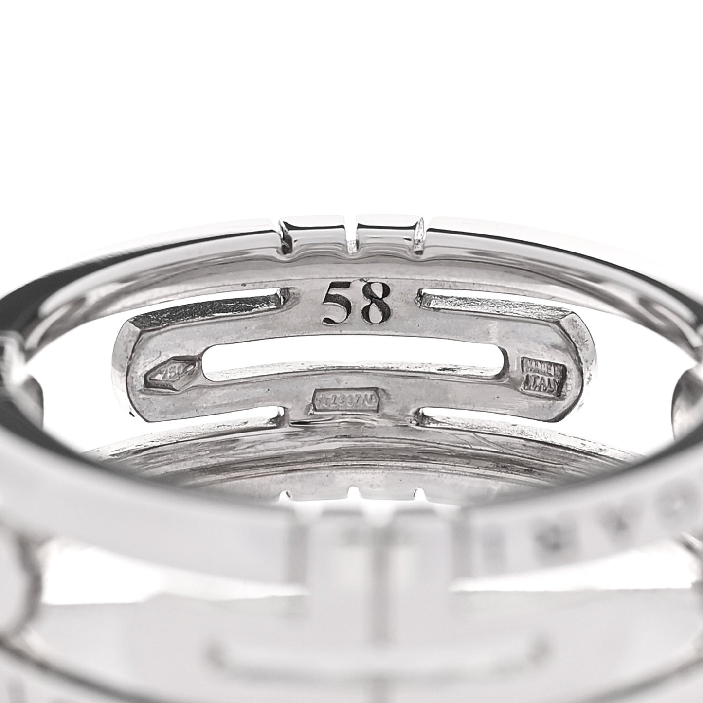 18K White Gold Parentesi Band Ring 58 8.25