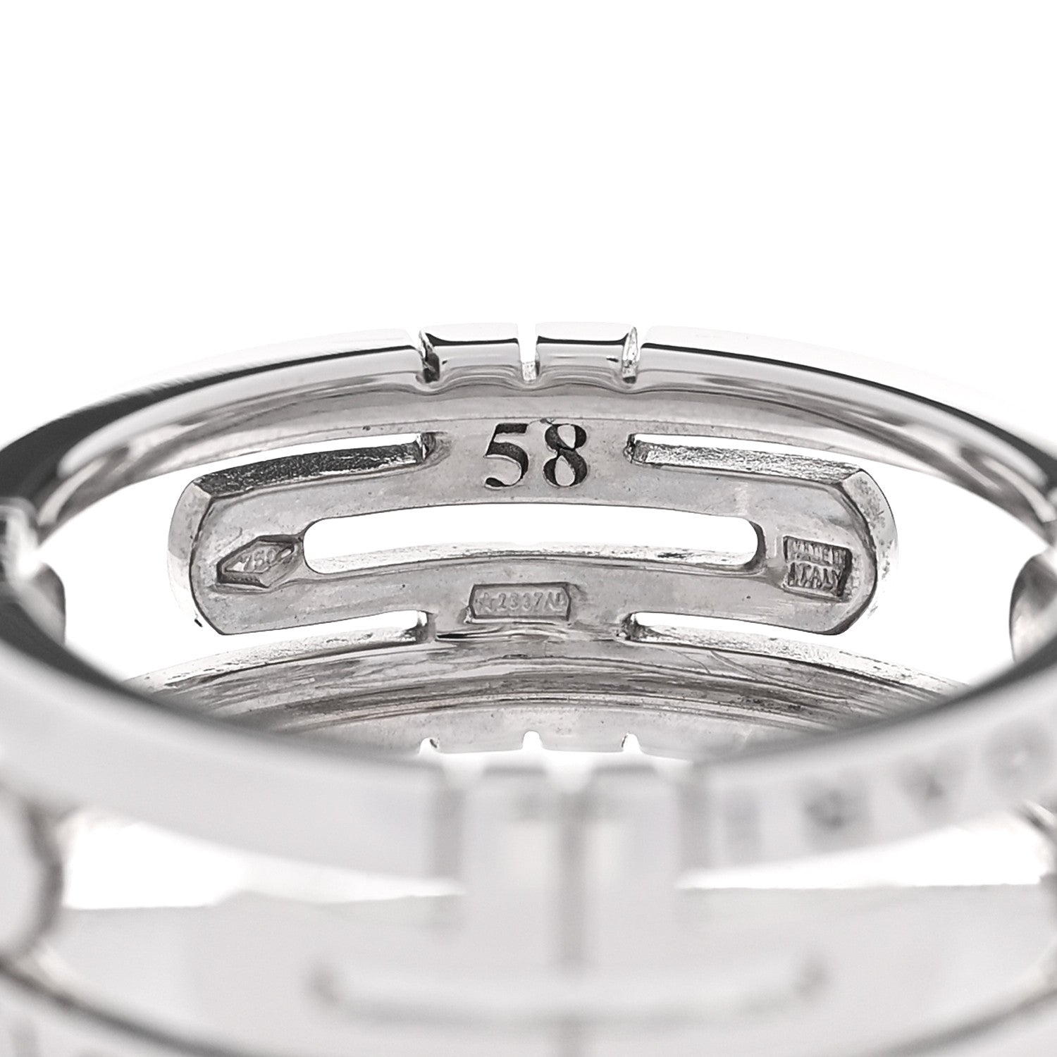 Bulgari 18K White Gold Parentesi Band Ring 58 8.25 5 of 5