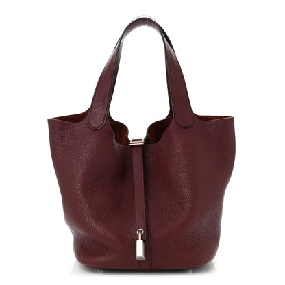 Hermes Taurillon Clemence Picotin Lock 22 MM Bordeaux 1 of 11
