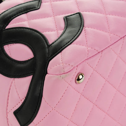 Chanel Calfskin Quilted Large Cambon Bowler Pink Black 5 of 10