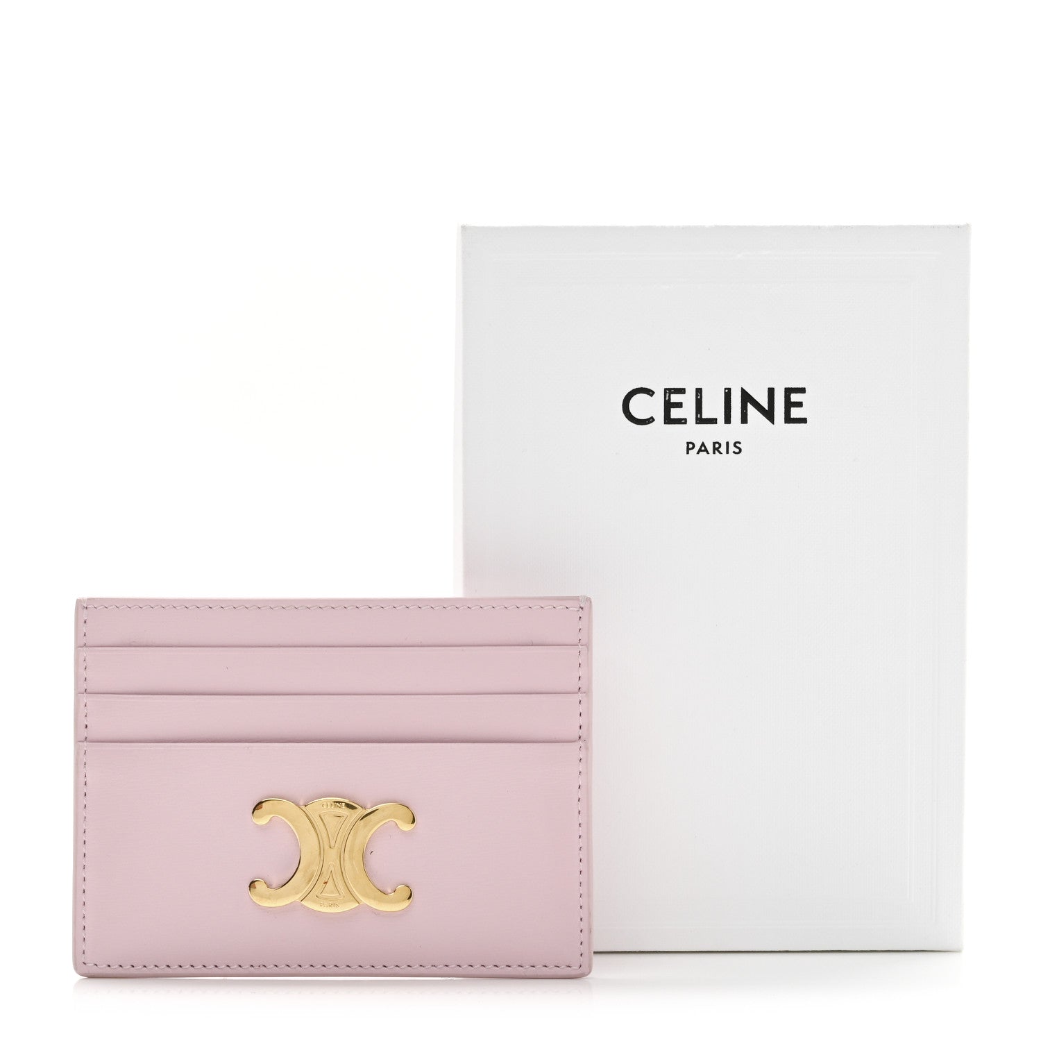 Celine Shiny Calfskin Triomphe Card Holder Petal 1787126