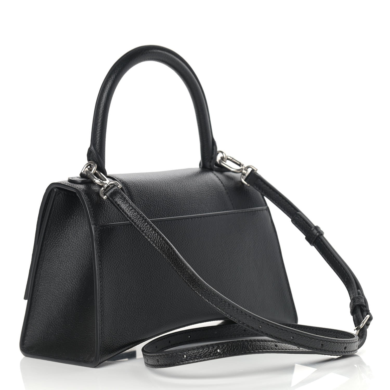 Balenciaga Grained Calfskin Small Hourglass Top Handle Bag Black 3 of 9
