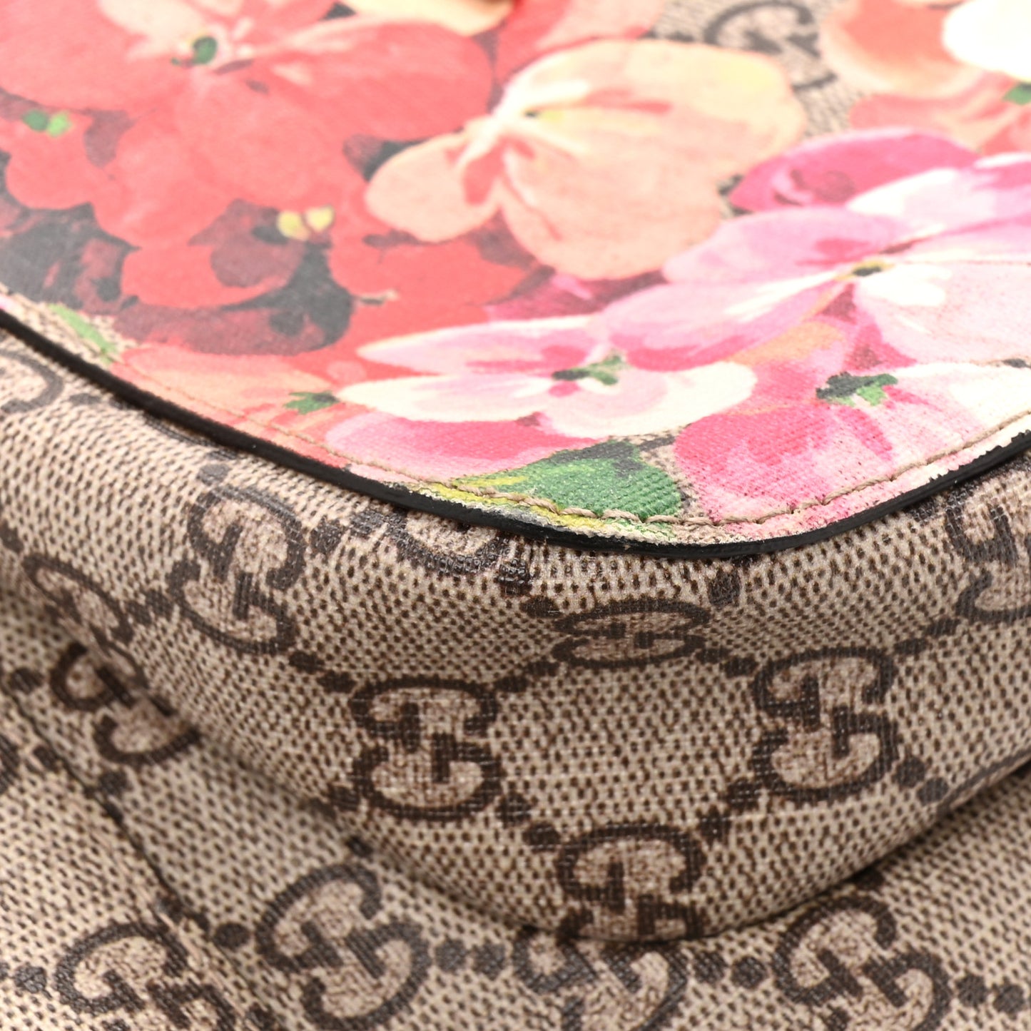 GG Supreme Monogram Blooms Medium Single Buckle Backpack Beige Multicolor Dry Rose