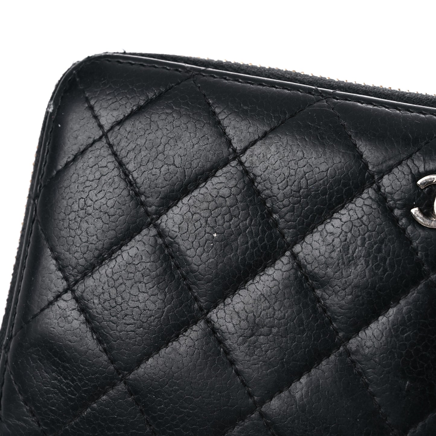 Caviar Quilted Medium Zip Around Wallet Black