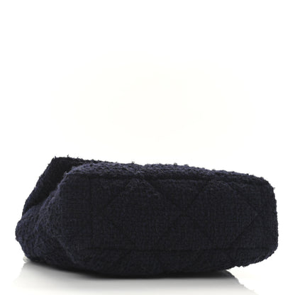Chanel Tweed Quilted Large Chanel 19 Flap Navy Blue 4 of 10