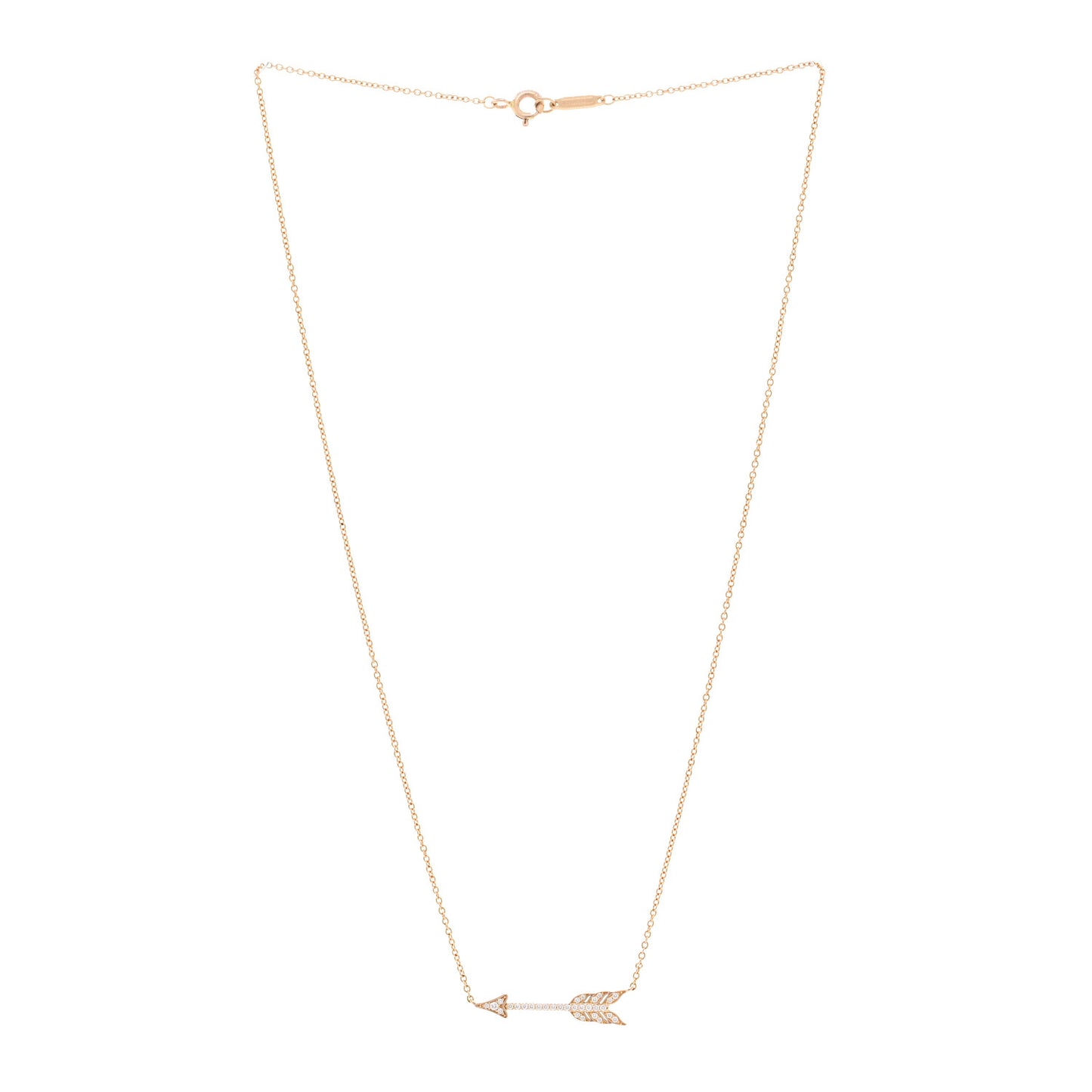 18K Rose Gold Diamond Arrow Pendant Necklace