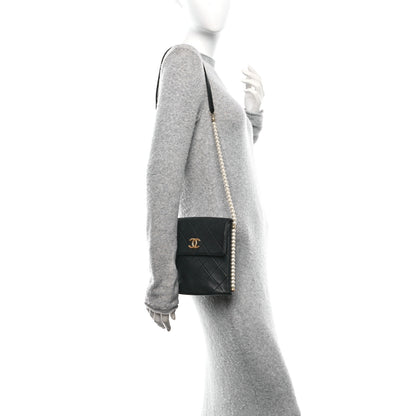 Chanel Calfskin Quilted Pearl Small About Pearls Hobo Bag Black 2 of 10