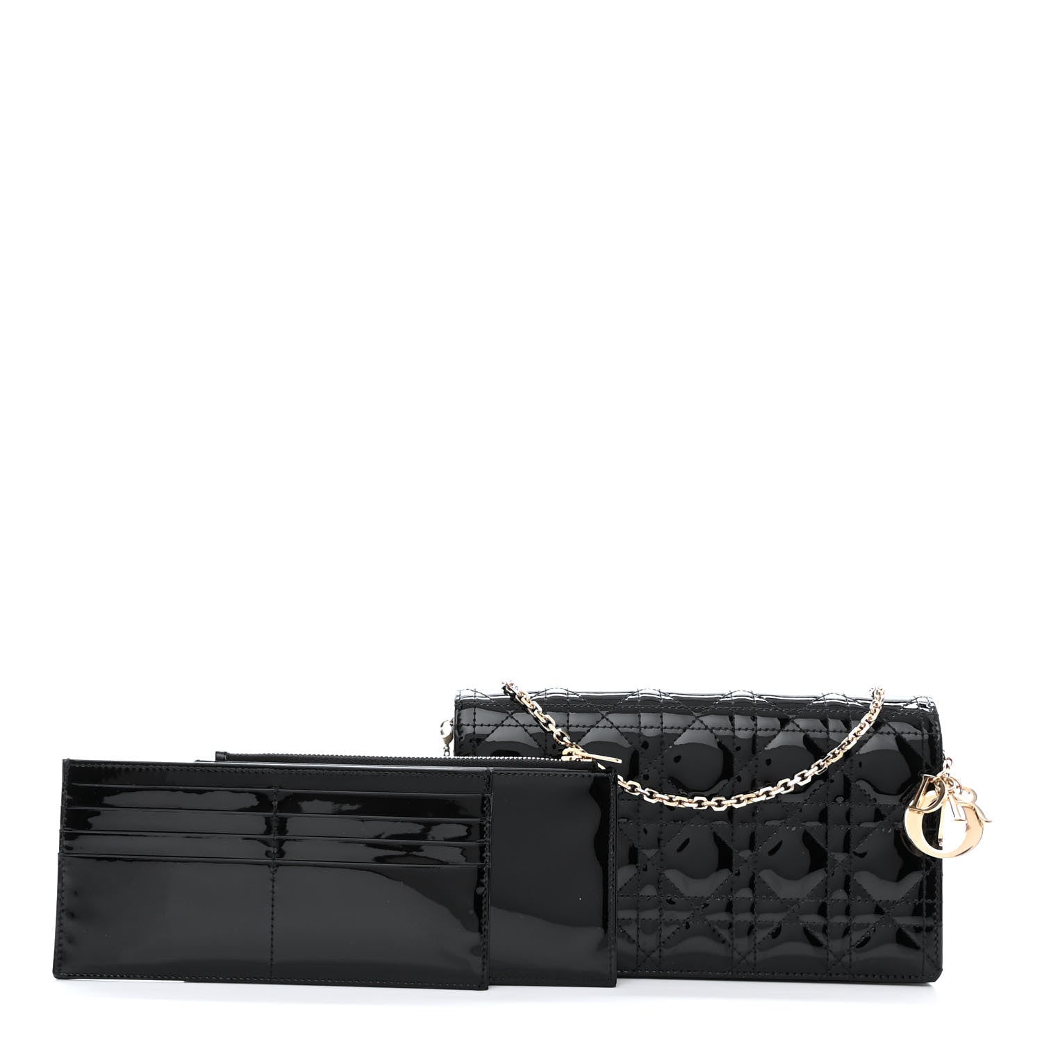 Christian Dior Patent Cannage Lady Dior Pouch Black 1 of 15