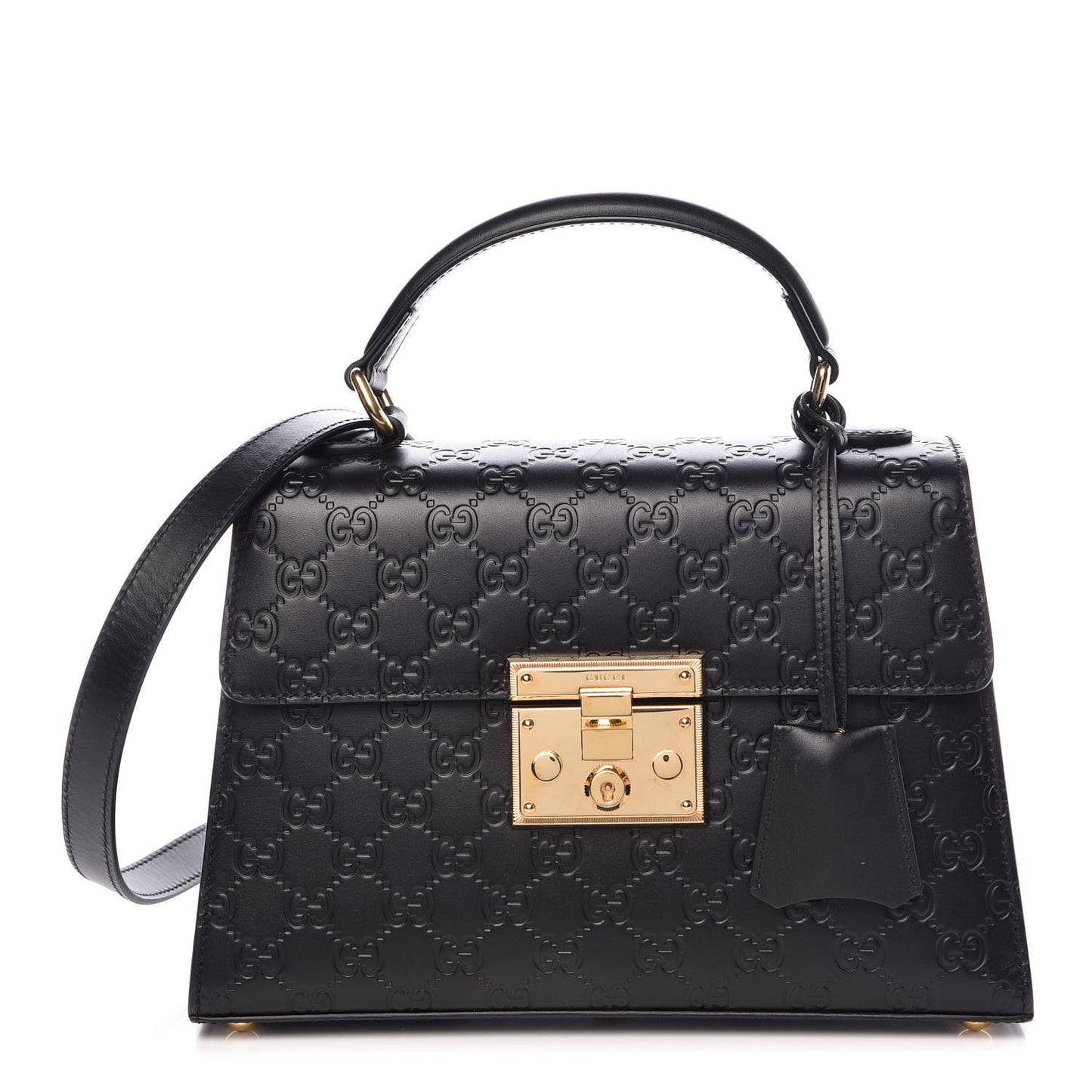 Guccissima Signature Small Padlock Top Handle Bag Black