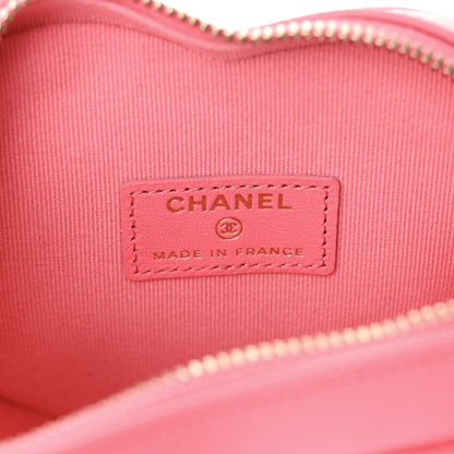 Chanel Lambskin Quilted CC In Love Heart Clutch With Chain Pink 5 of 9