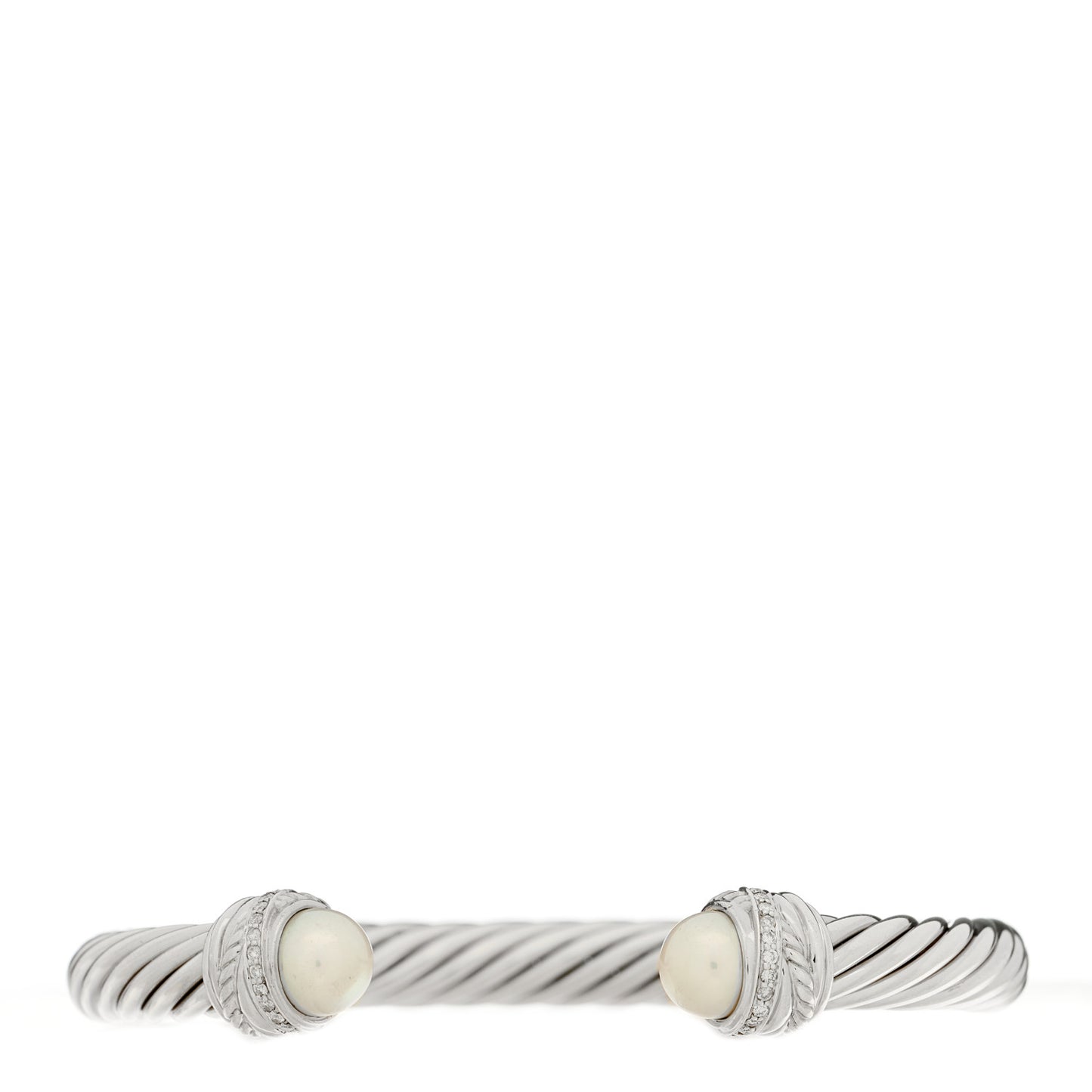 Sterling Silver Diamond Cultured Pearl 7mm Crossover Bracelet