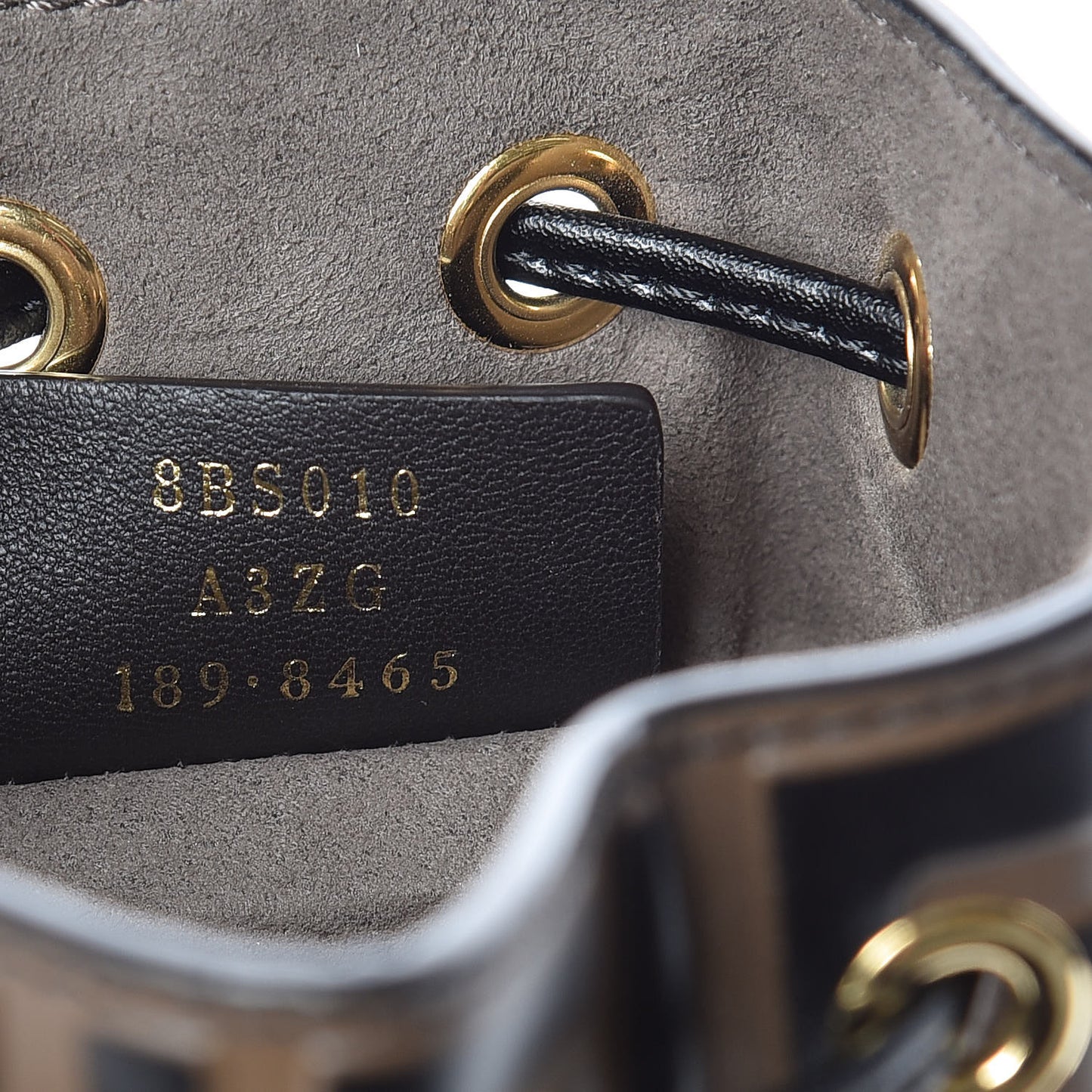 Vitello Liberty F is Fendi Bi-Color FF 1974 Embossed Mini Mon Tresor Bucket Bag Maya Black