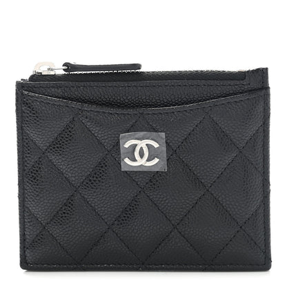 Chanel Caviar Quilted CC Zip Card Holder Black 1 of 8