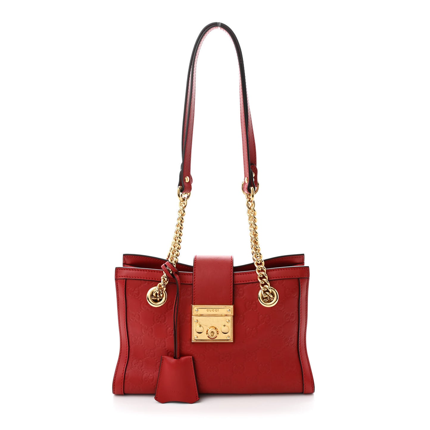 Guccissima Small Padlock Tote Red