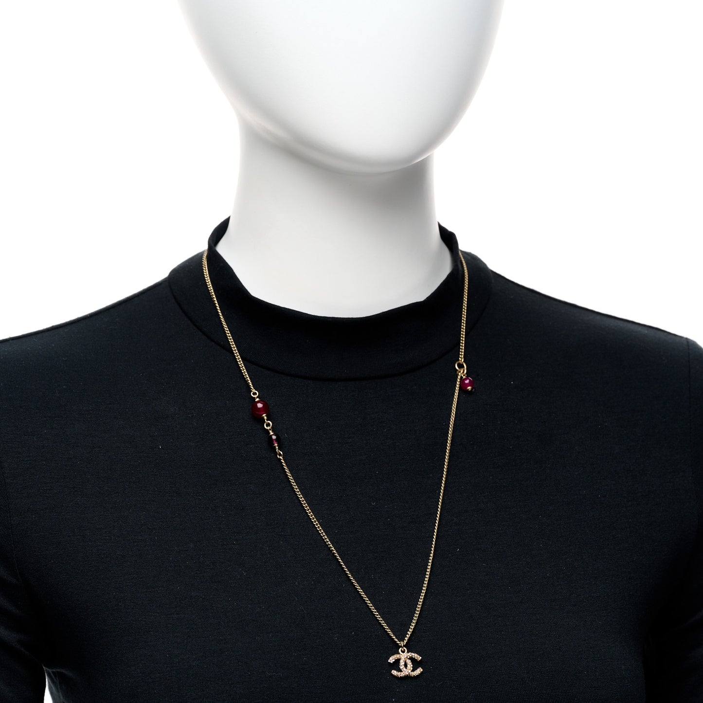 Crystal CC Pendant Necklace Purple Light Gold