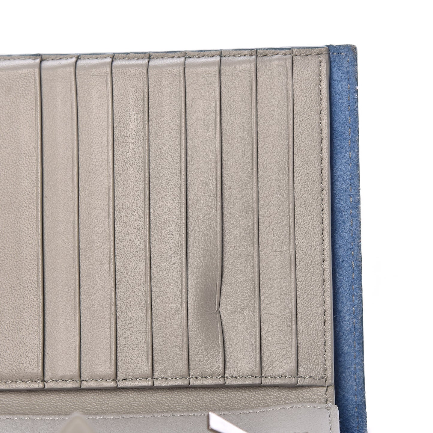 Grained Calfskin Medium Multifunction Strap Wallet Denim