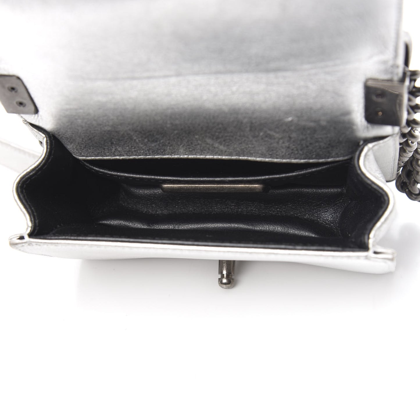 Metallic Galuchat Stingray Mini Boy Flap Silver