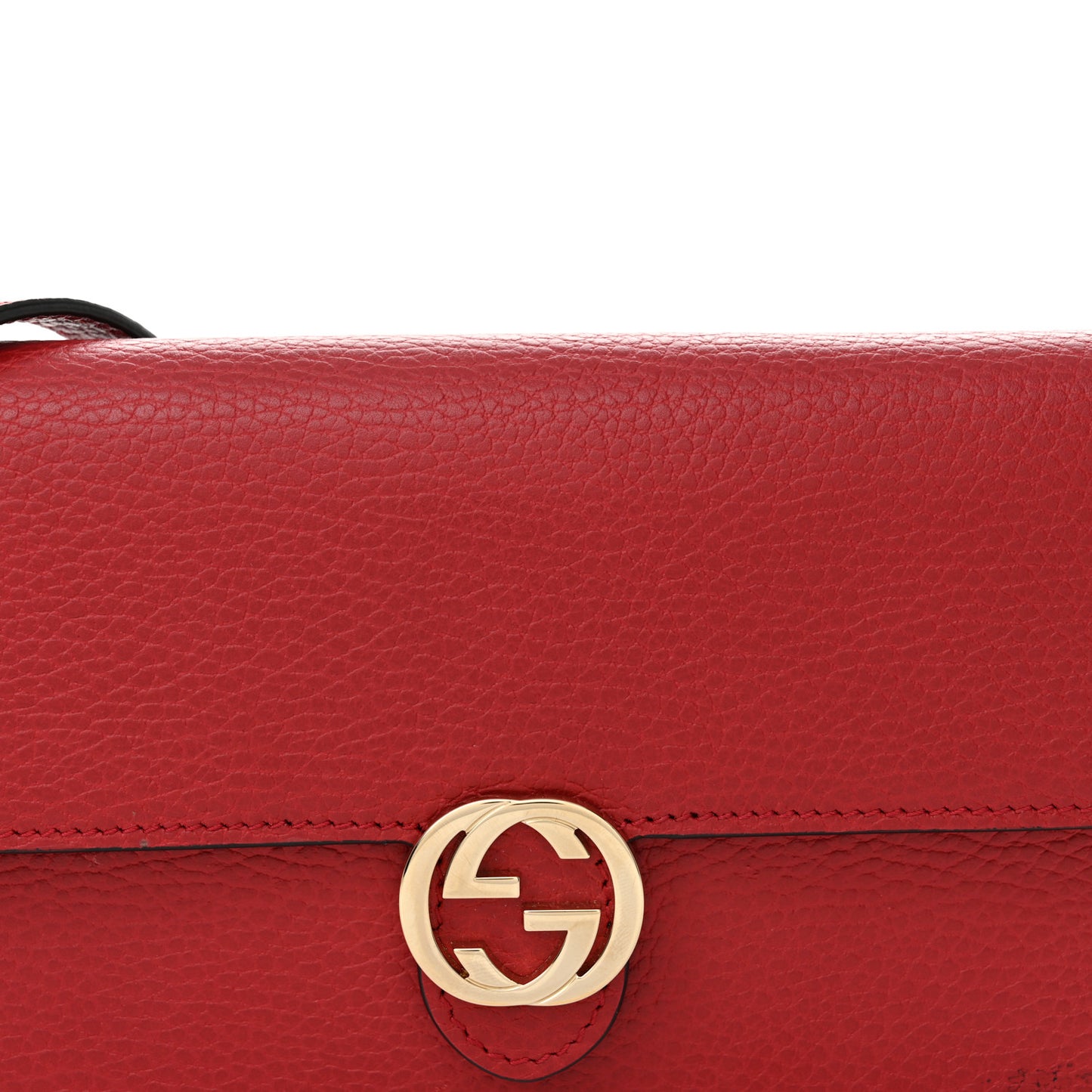 Dollar Calfskin Interlocking G Chain Wallet Red