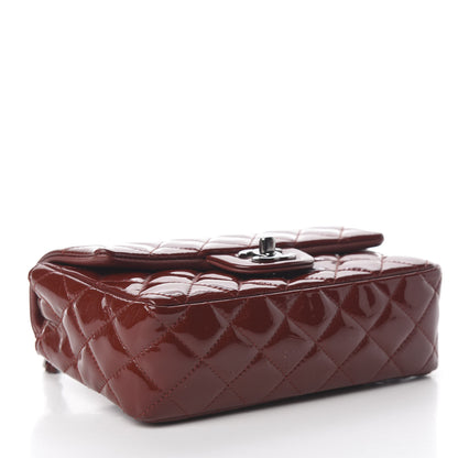 Chanel Patent Calfskin Quilted Mini Rectangular Flap Dark Red 3 of 12