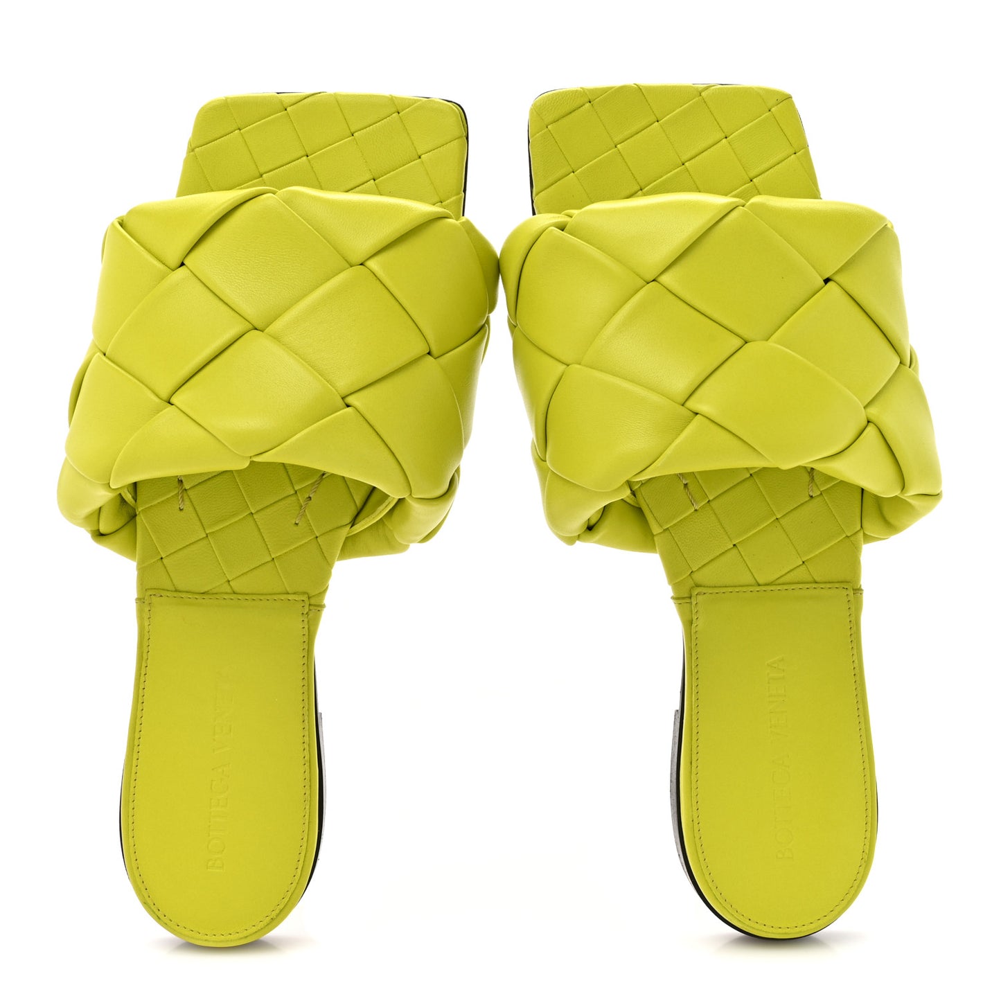 Nappa Maxi Intrecciato Lido Flat Sandals 36 Kiwi