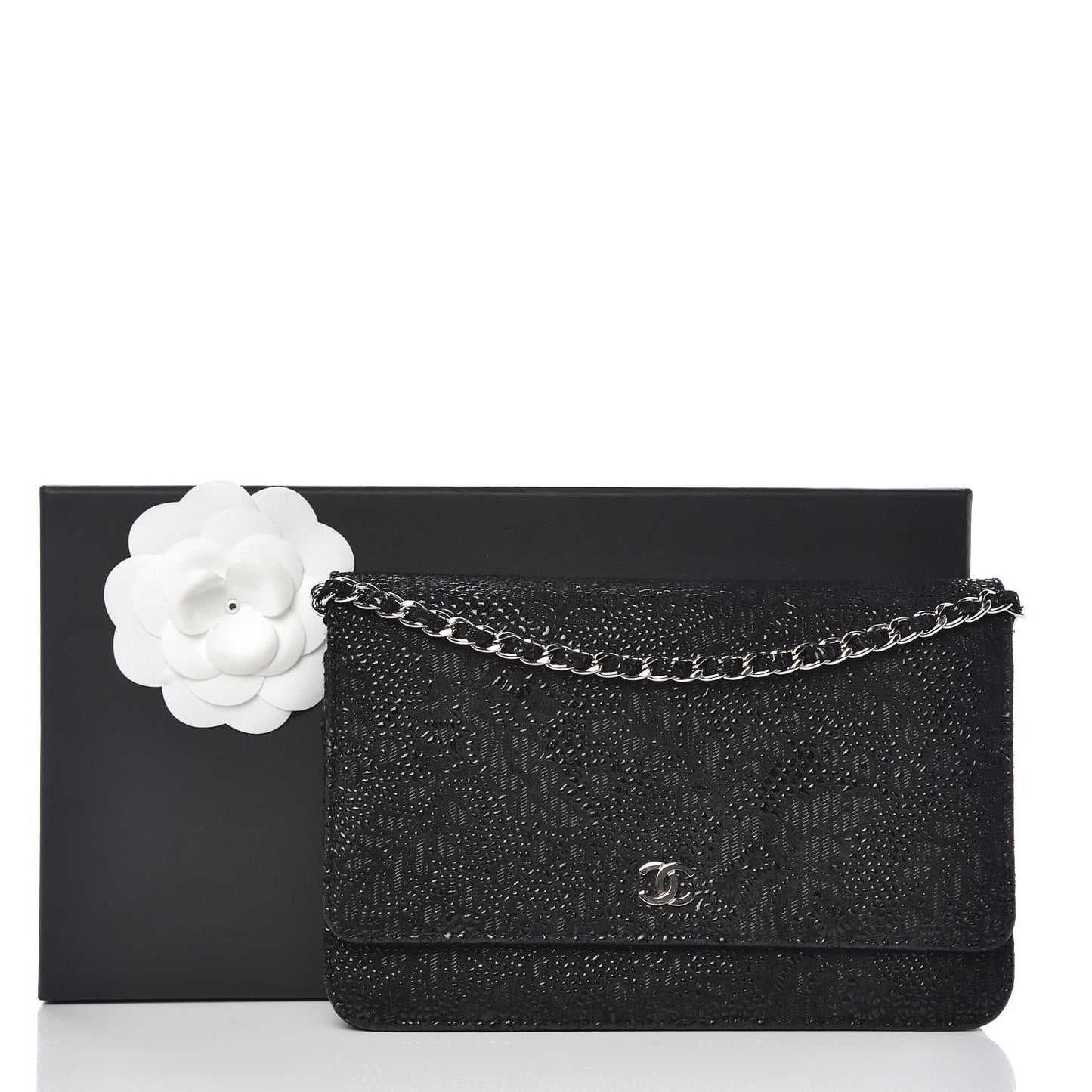Lace Goatskin Wallet On Chain WOC Black
