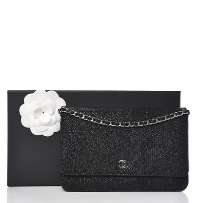 Chanel Lace Goatskin Wallet On Chain WOC Black 10 of 10