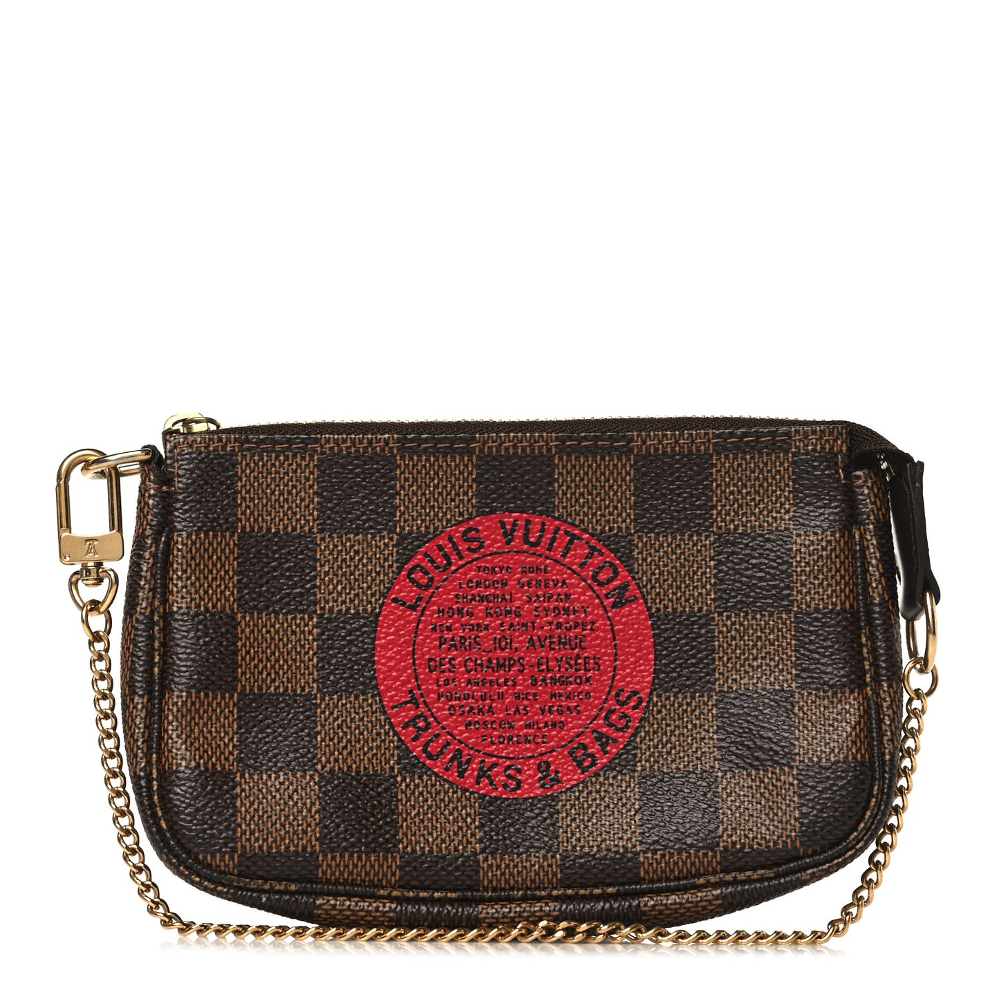 Damier Ebene Complice Trunks and Bags Mini Pochette Accessories Red