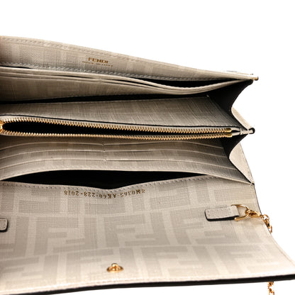 Fendi Glazed Fabric Vitello Liberty FF Logo Bikini Girls Inlay Continental Wallet On Chain Bianco Perla Multicolor 5 of 14