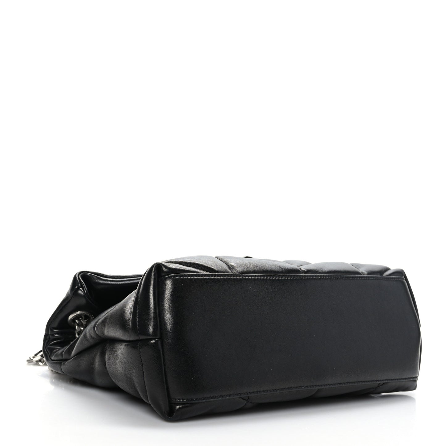 Lambskin Quilted Small Loulou Puffer Monogram Chain Satchel Black