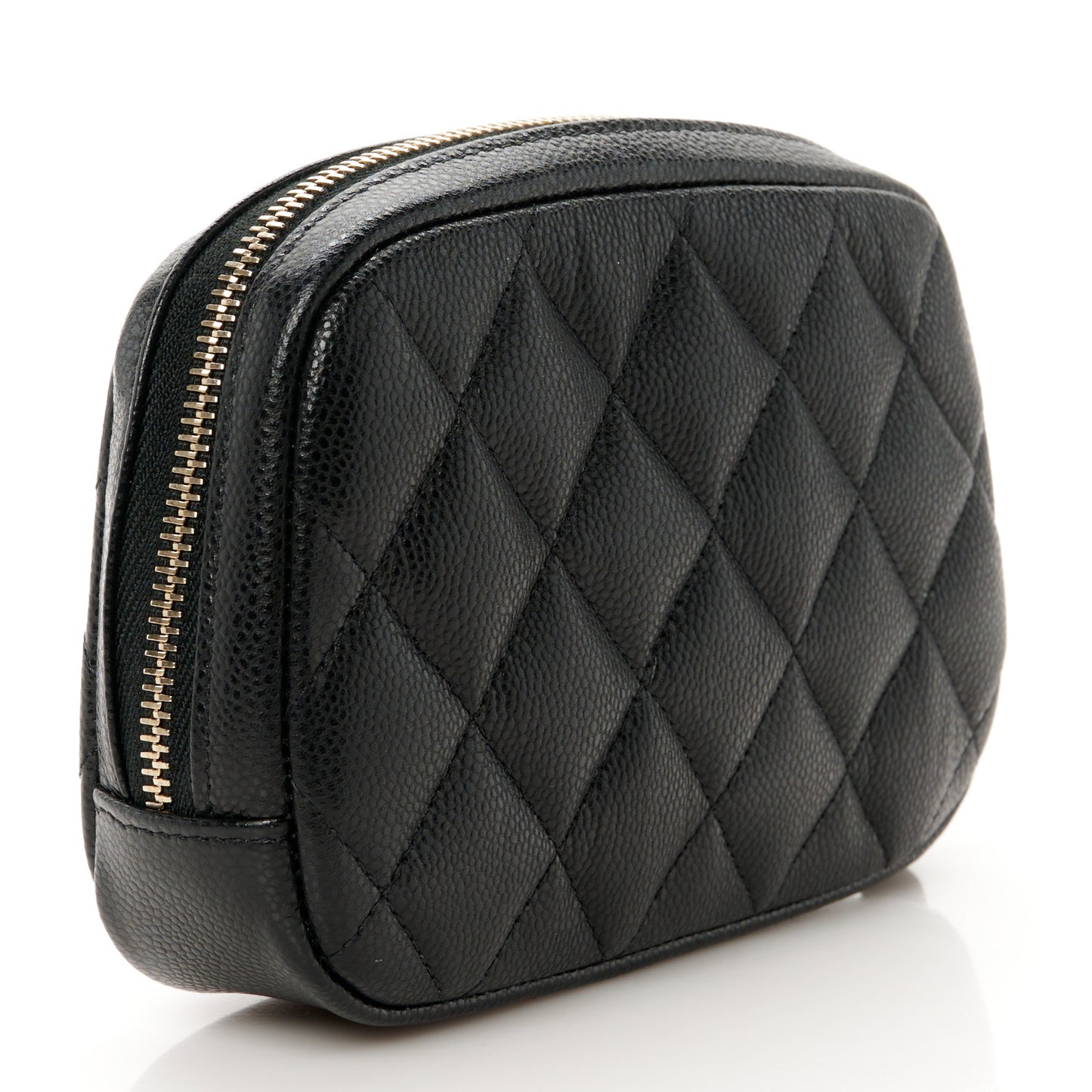 Caviar Quilted Small Curvy Pouch Cosmetic Case Black