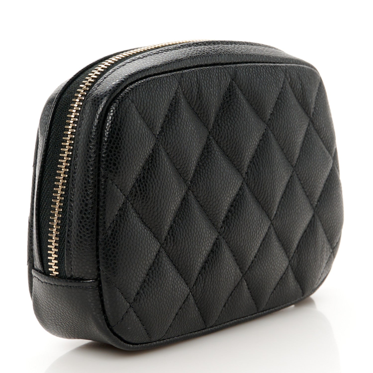 Chanel Caviar Quilted Small Curvy Pouch Cosmetic Case Black 3 of 9