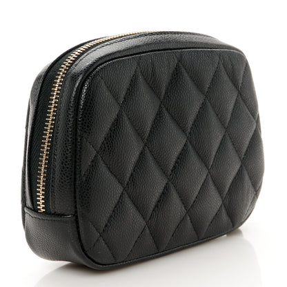 Chanel Caviar Quilted Small Curvy Pouch Cosmetic Case Black 3 of 9