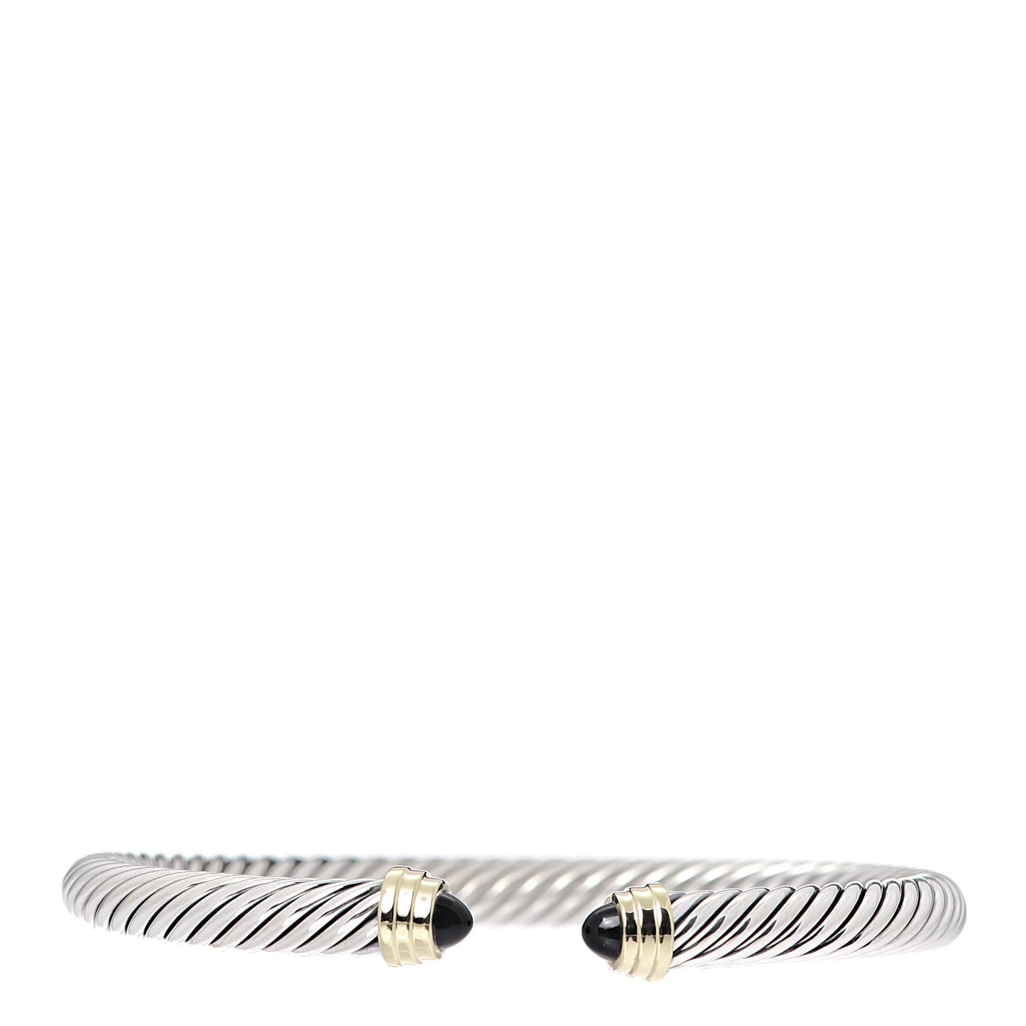 Sterling Silver 14K Yellow Gold Black Onyx 5mm Cable Classics Petite Color Bracelet
