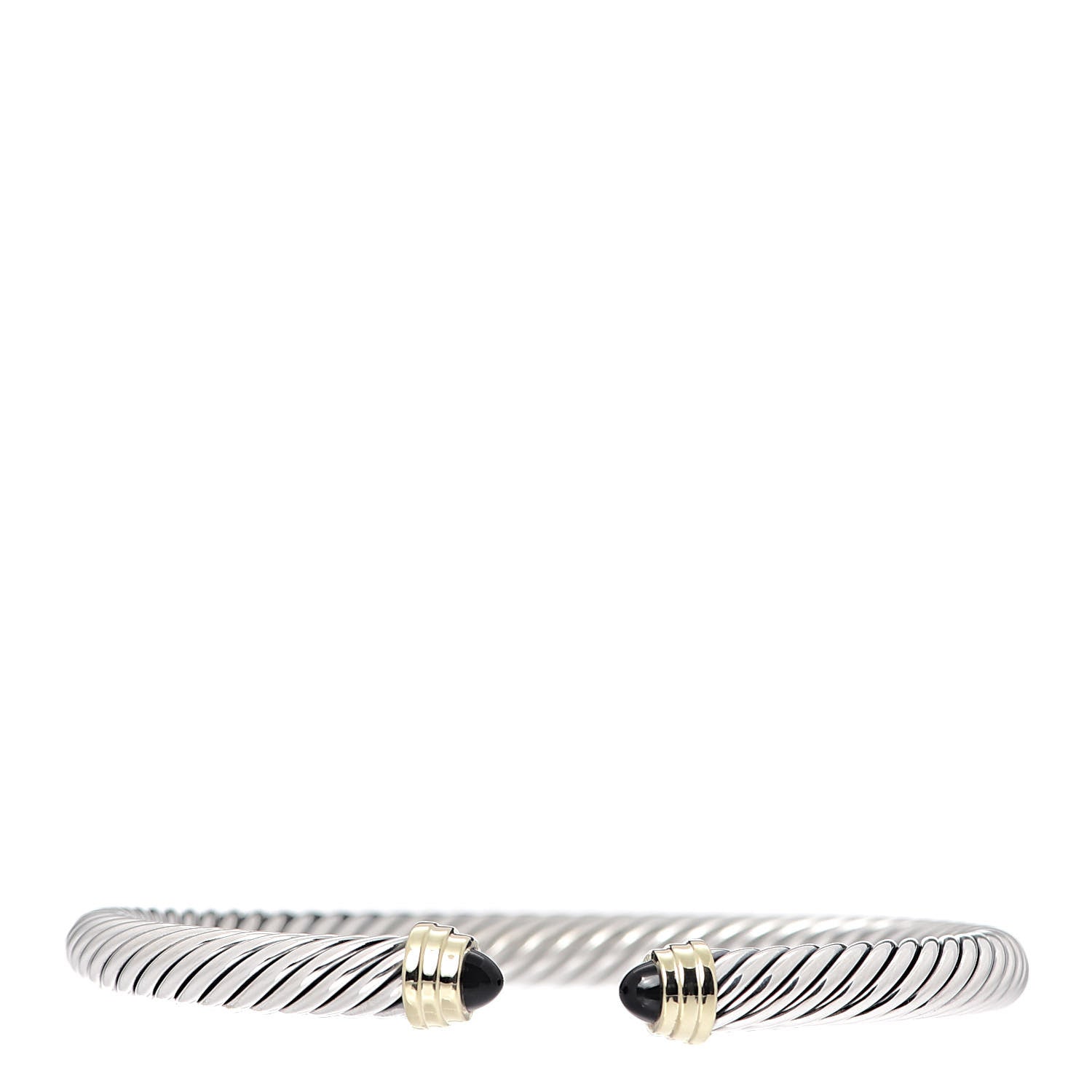David Yurman Sterling Silver 14K Yellow Gold Black Onyx 5mm Cable Classics Petite Color Bracelet 1 of 5