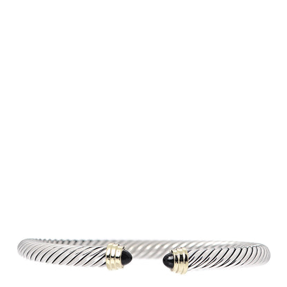 David Yurman Sterling Silver 14K Yellow Gold Black Onyx 5mm Cable Classics Petite Color Bracelet 1 of 5
