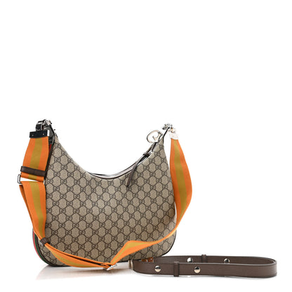 Gucci GG Supreme Monogram Textured Calfskin Web Large Attache Shoulder Bag Beige Ebony New Acero 3 of 10