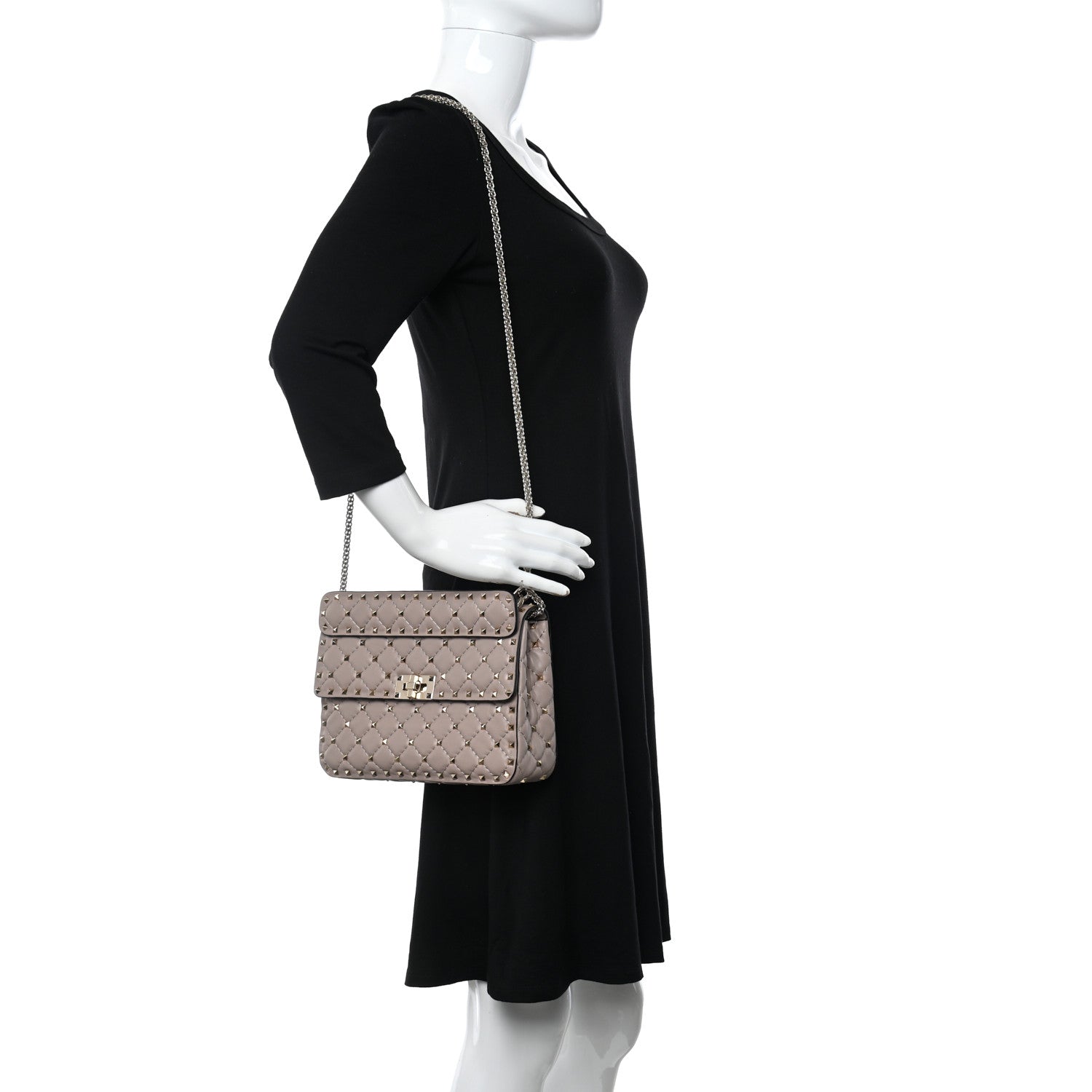 Valentino Garavani Lambskin Medium Rockstud Spike Shoulder Bag Poudre 2 of 7