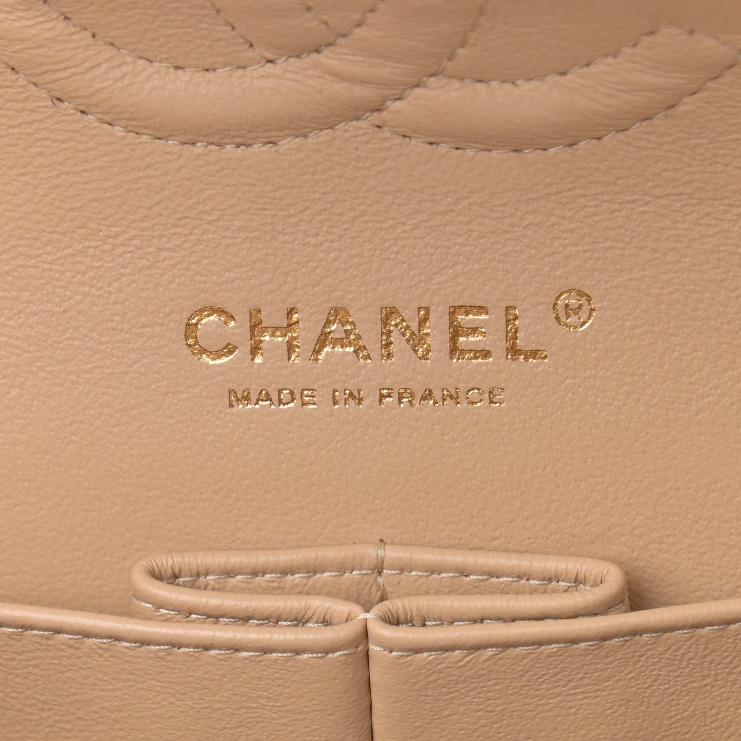 Caviar Quilted Medium Double Flap Beige