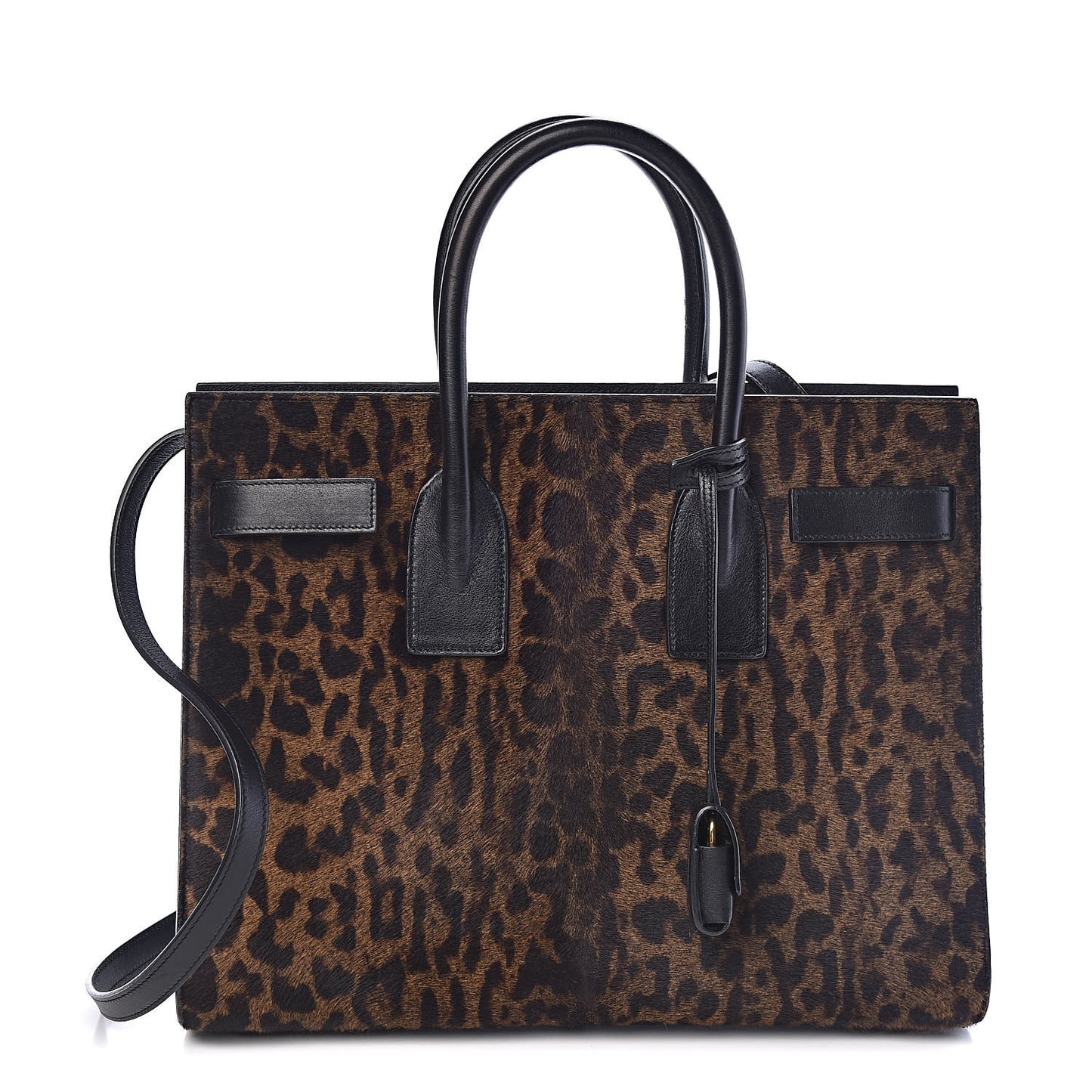 Calf Hair Leopard Print Small Sac De Jour Black
